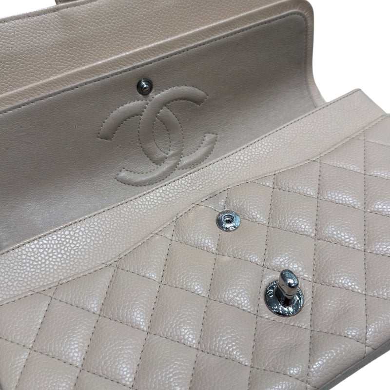 シャネル CHANEL マトラッセ25 ベージュ　シルバー金具 キャビアスキン レディース ショルダーバッグ