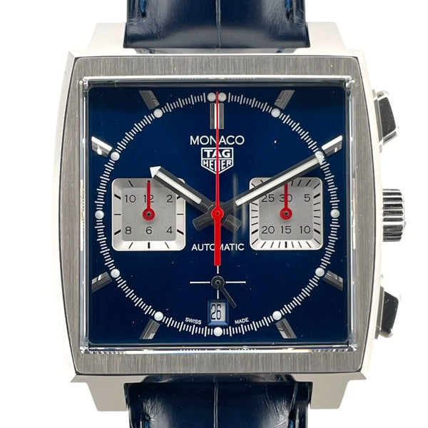 タグ・ホイヤー TAG HEUER モナコ キャリバーホイヤー02 クロノグラフ CBL2111.FC6453 ブルー SS/革ベルト 自動巻き メンズ 腕時計