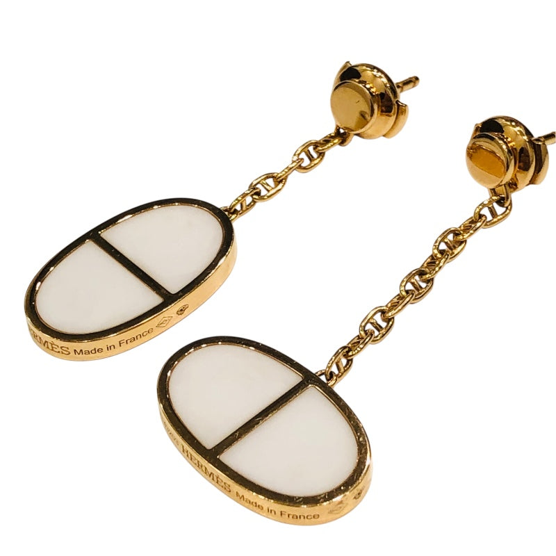 エルメス HERMES シェーヌダンクル ヴェルソ ピアス ホワイト