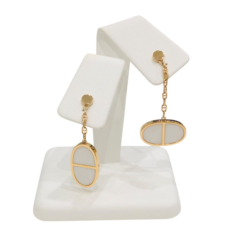 エルメス HERMES シェーヌダンクル ヴェルソ ピアス ホワイト