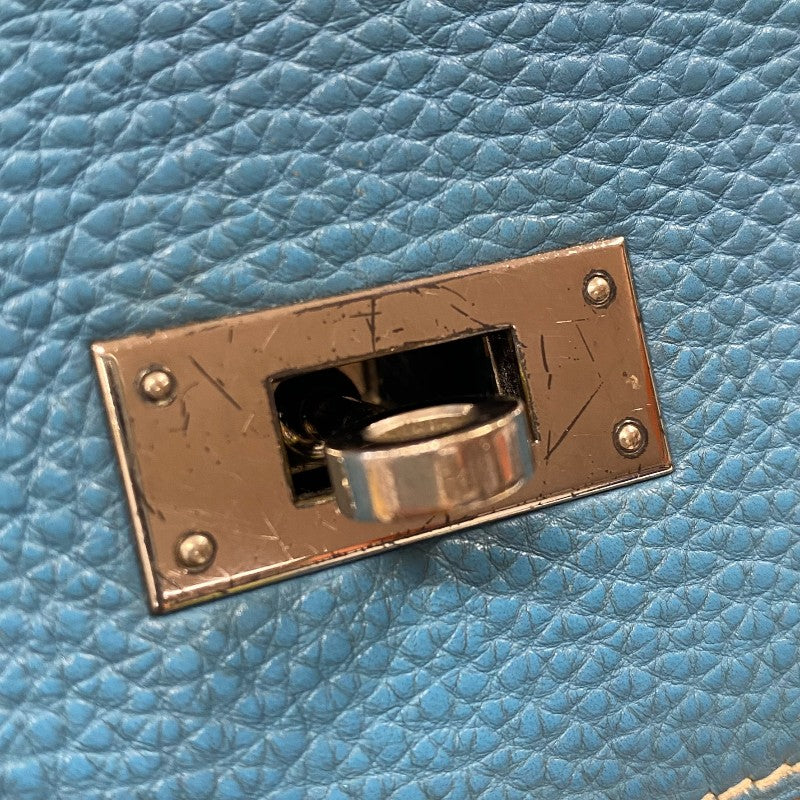 エルメス HERMES ケリー32 □H刻 ブルージーン シルバー金具