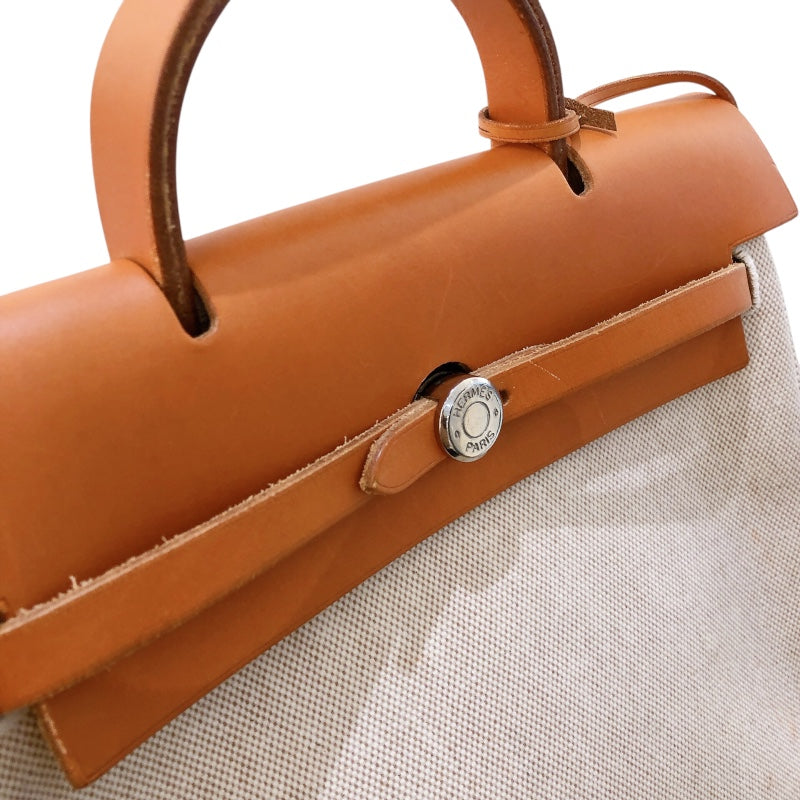 エルメス HERMES エールバッグアドPM □C刻(1999年) ベージュ/ゴールド金具 トワル・ハンター ユニセックス リュック・デイパック