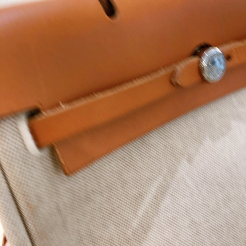 エルメス HERMES エールバッグアドPM □C刻(1999年) ベージュ/ゴールド金具 トワル・ハンター ユニセックス リュック・デイパック