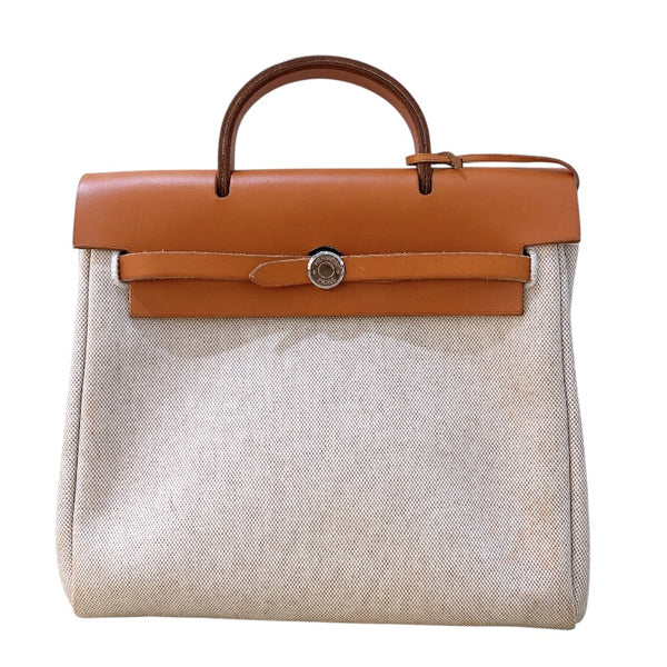 エルメス HERMES エールバッグアドPM □C刻(1999年) ベージュ/ゴールド金具 トワル・ハンター ユニセックス リュック・デイパック