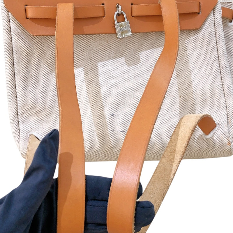 エルメス HERMES エールバッグアドPM □C刻(1999年) ベージュ/ゴールド金具 トワル・ハンター ユニセックス リュック・デイパック