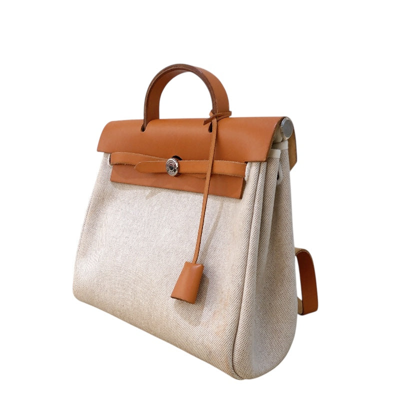 エルメス HERMES エールバッグアドPM □C刻(1999年) ベージュ/ゴールド金具 トワル・ハンター ユニセックス リュック・デイパック