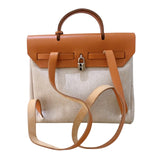 エルメス HERMES エールバッグアドPM □C刻(1999年) ベージュ/ゴールド金具 トワル・ハンター ユニセックス リュック・デイパック