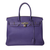エルメス HERMES バーキン35 □N刻 アイリス シルバー金具 トゴ レディース ハンドバッグ