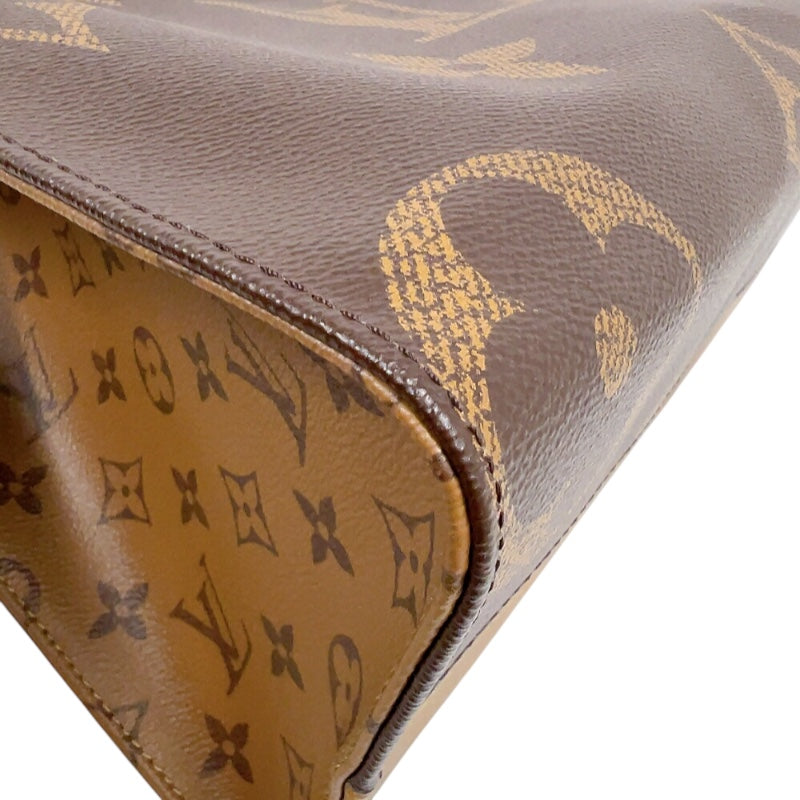ルイ・ヴィトン LOUIS VUITTON オンザゴーMM M45321 ブラウン　ゴールド金具 モノグラム・リバース レディース トートバッグ