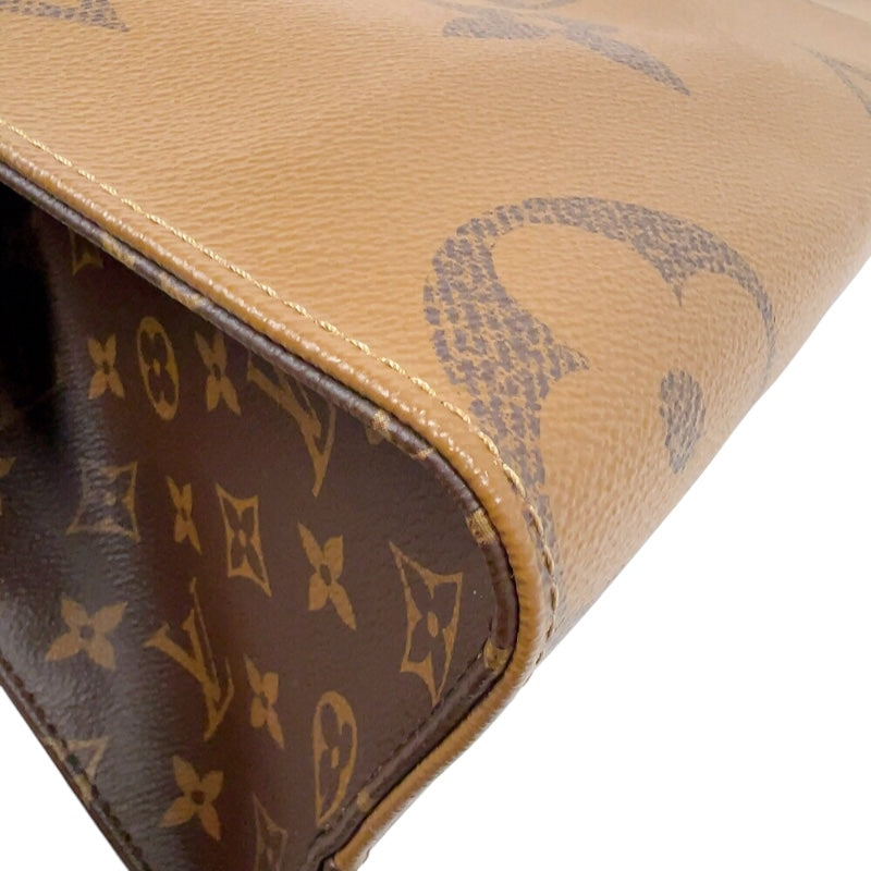 ルイ・ヴィトン LOUIS VUITTON オンザゴーMM M45321 ブラウン　ゴールド金具 モノグラム・リバース レディース トートバッグ