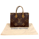 ルイ・ヴィトン LOUIS VUITTON オンザゴーMM M45321 ブラウン　ゴールド金具 モノグラム・リバース レディース トートバッグ