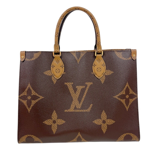 ルイ・ヴィトン LOUIS VUITTON オンザゴーMM M45321 ブラウン　ゴールド金具 モノグラム・リバース レディース トートバッグ