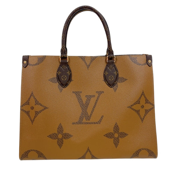 ルイ・ヴィトン LOUIS VUITTON オンザゴーMM M45321 ブラウン　ゴールド金具 モノグラム・リバース レディース トートバッグ