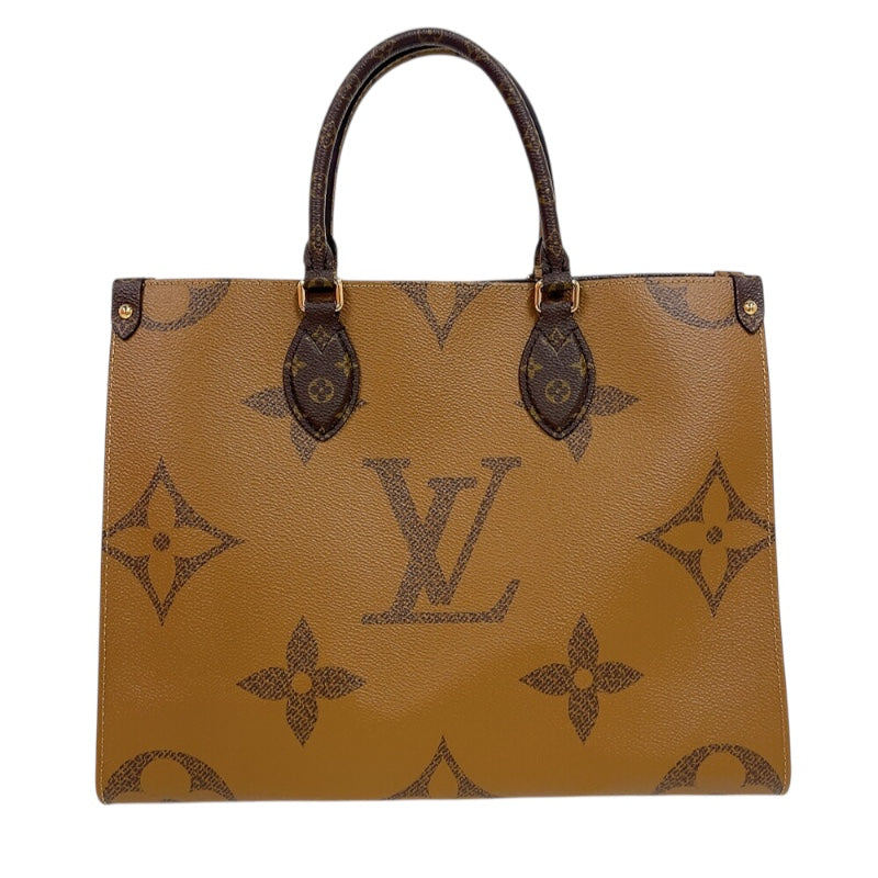 ルイ・ヴィトン LOUIS VUITTON オンザゴーMM M45321 ブラウン　ゴールド金具 モノグラム・リバース レディース トートバッグ