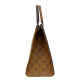 ルイ・ヴィトン LOUIS VUITTON オンザゴーMM M45321 ブラウン　ゴールド金具 モノグラム・リバース レディース トートバッグ