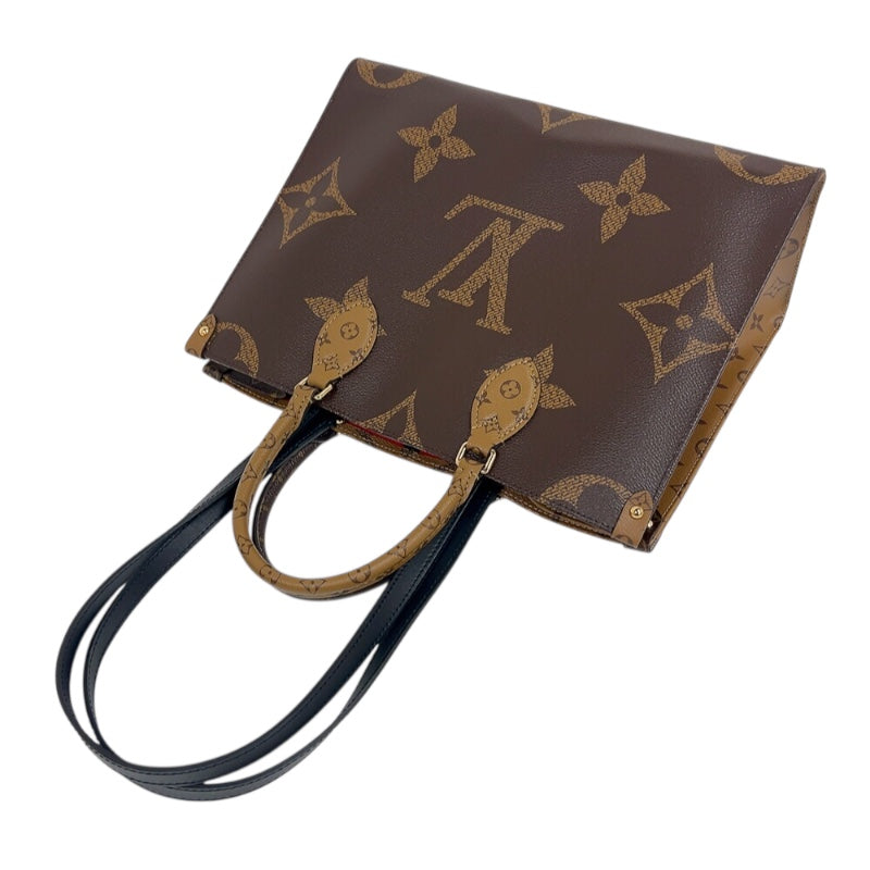 ルイ・ヴィトン LOUIS VUITTON オンザゴーMM M45321 ブラウン　ゴールド金具 モノグラム・リバース レディース トートバッグ