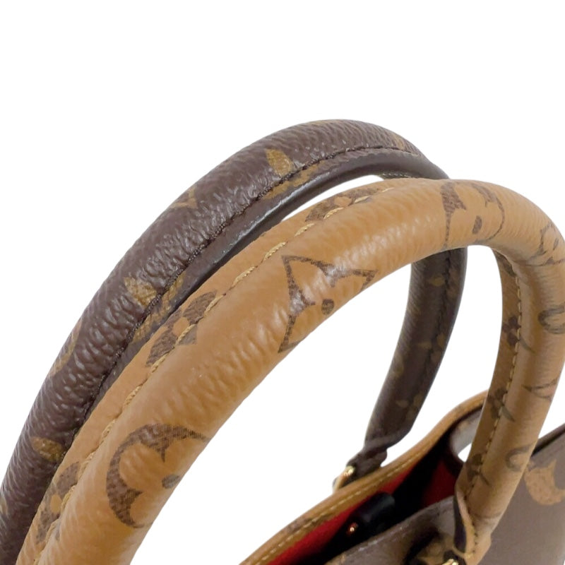 ルイ・ヴィトン LOUIS VUITTON オンザゴーMM M45321 ブラウン　ゴールド金具 モノグラム・リバース レディース トートバッグ