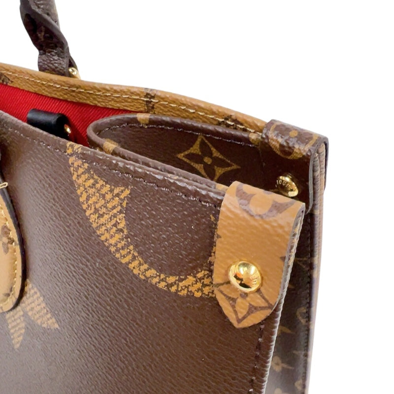ルイ・ヴィトン LOUIS VUITTON オンザゴーMM M45321 ブラウン　ゴールド金具 モノグラム・リバース レディース トートバッグ