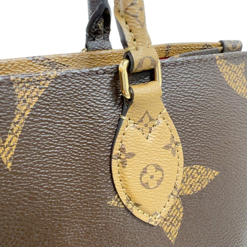 ルイ・ヴィトン LOUIS VUITTON オンザゴーMM M45321 ブラウン　ゴールド金具 モノグラム・リバース レディース トートバッグ