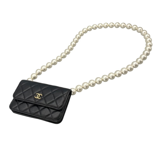 シャネル CHANEL マトラッセ パールチェーンクラッチ AP1839　30番台 ブラック GD金具  キャビアスキン レディース ショルダーバッグ