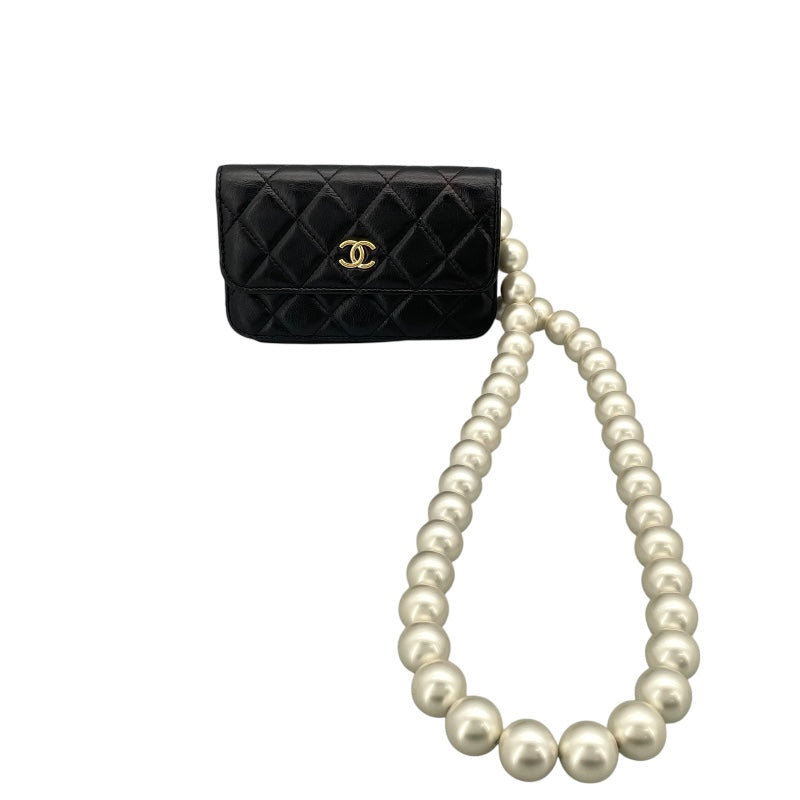 シャネル CHANEL マトラッセ パールチェーンクラッチ AP1839　30番台 ブラック GD金具  キャビアスキン レディース ショルダーバッグ