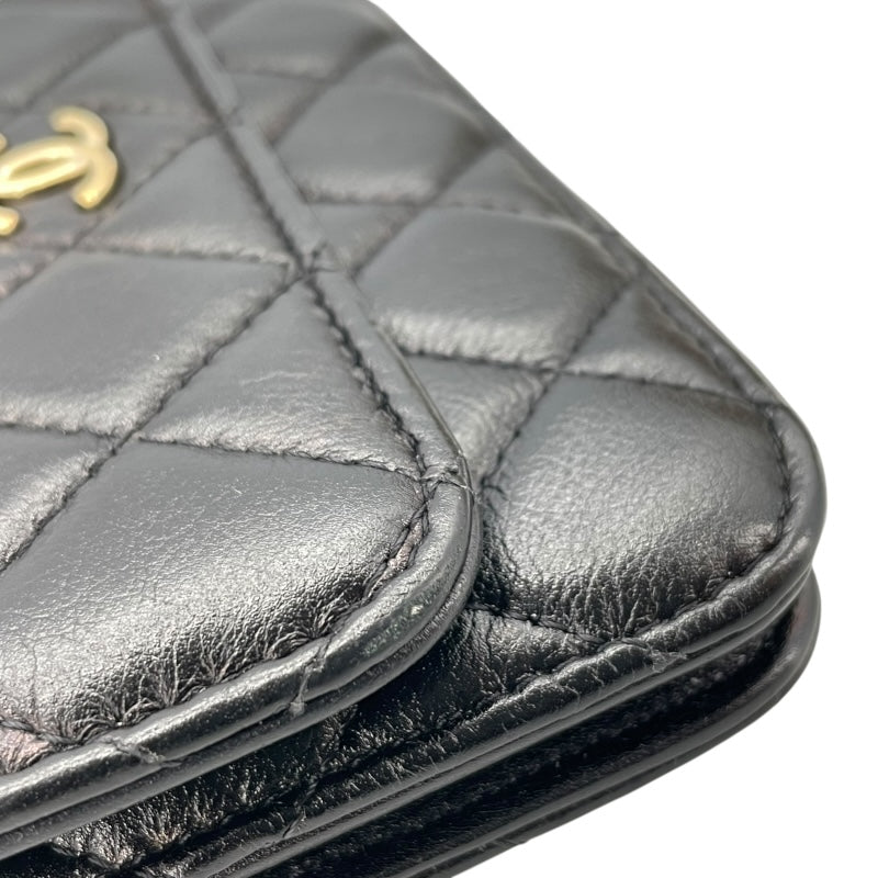 シャネル CHANEL マトラッセ パールチェーンクラッチ AP1839　30番台 ブラック GD金具  キャビアスキン レディース ショルダーバッグ