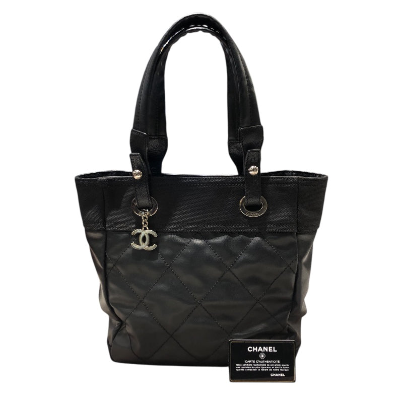 シャネル CHANEL パリビアリッツトートPM A30208 ブラック コーティングキャンバス レディース ハンドバッグ