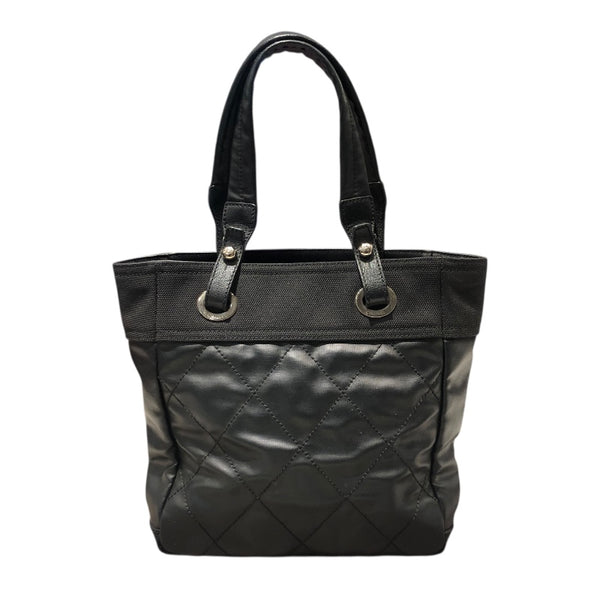シャネル CHANEL パリビアリッツトートPM A30208 ブラック コーティングキャンバス レディース ハンドバッグ