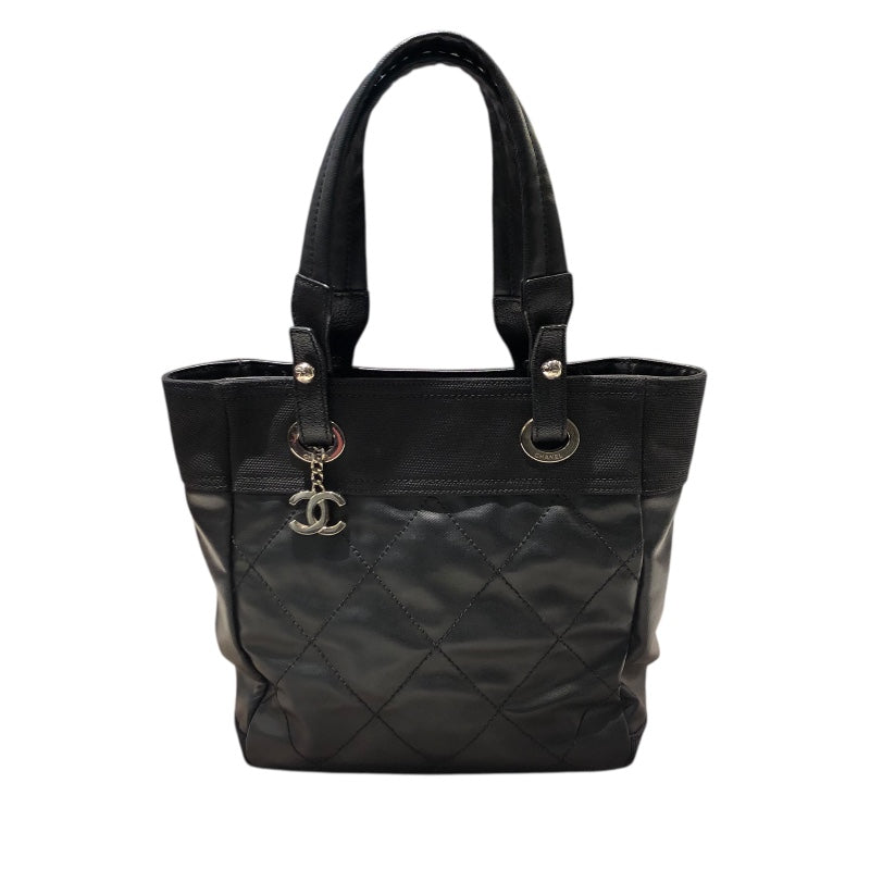 シャネル CHANEL パリビアリッツトートPM A30208 ブラック コーティングキャンバス レディース ハンドバッグ