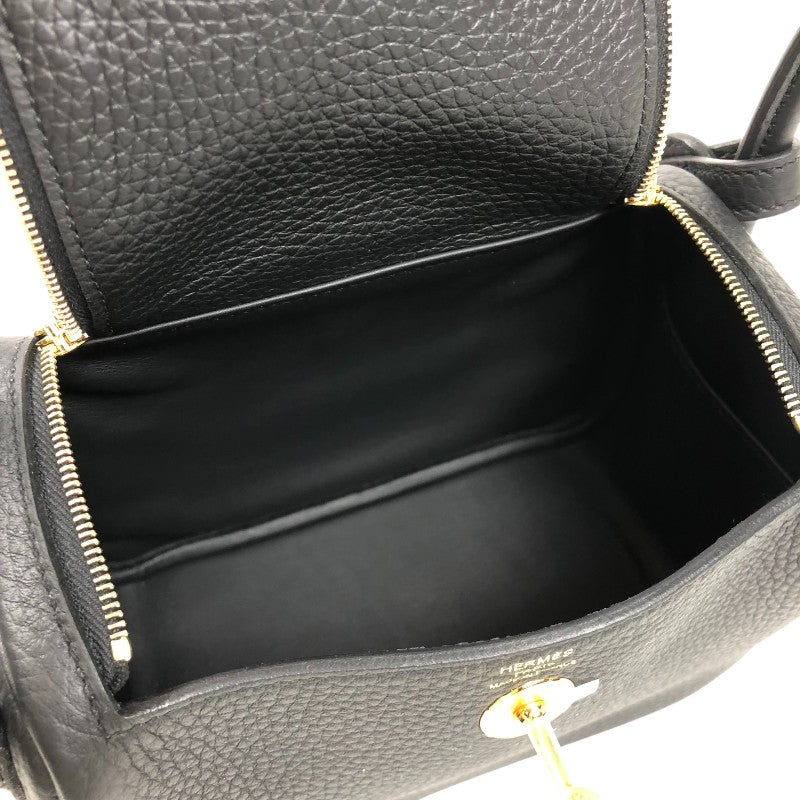 エルメス HERMES リンディミニ K刻印 ブラック ゴールド金具 トリヨンクレマンス レディース ショルダーバッグ