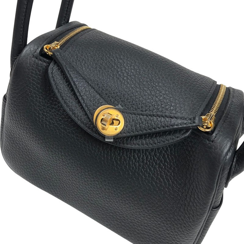エルメス HERMES リンディミニ K刻印 ブラック ゴールド金具 トリヨンクレマンス レディース ショルダーバッグ