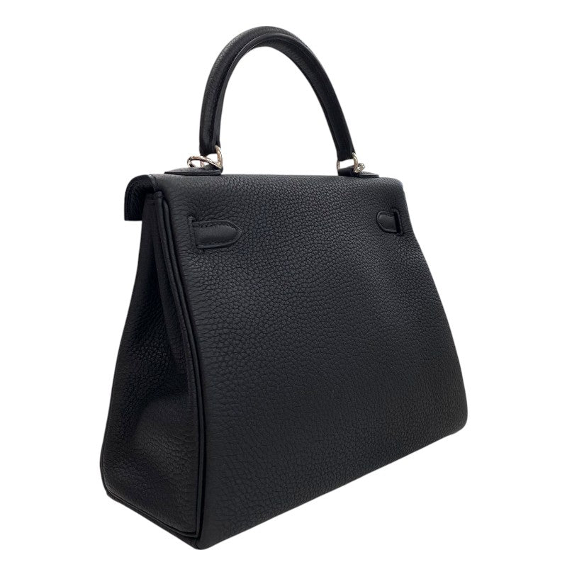 エルメス HERMES ケリー25 内縫い W刻 ブラック シルバー金具 トゴ レディース ハンドバッグ