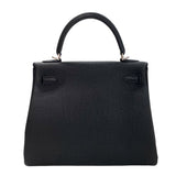 エルメス HERMES ケリー25 内縫い W刻 ブラック シルバー金具 トゴ レディース ハンドバッグ