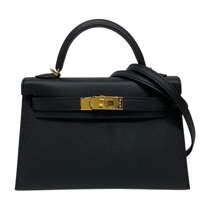 エルメス HERMES ミニケリー2 Y刻 ブラック ゴールド金具 エプソン レディース ショルダーバッグ