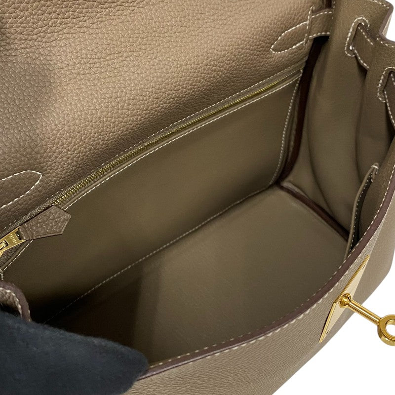 エルメス HERMES ケリー28 内縫い D刻 エトゥープ ゴールド金具 トゴ レディース ハンドバッグ ショルダーバッグ
