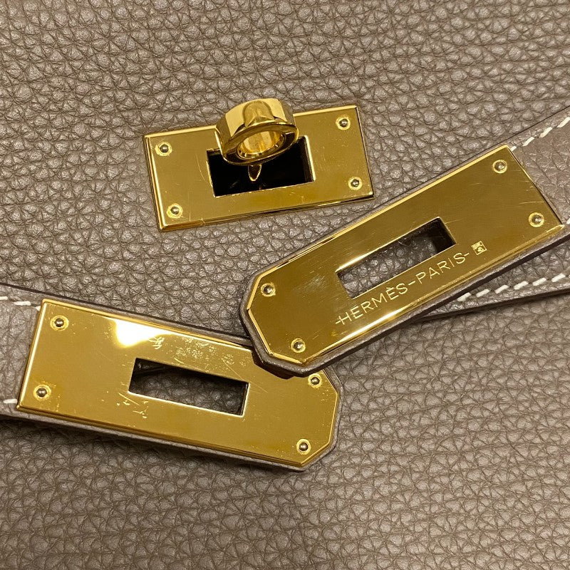 エルメス HERMES ケリー28 内縫い D刻 エトゥープ ゴールド金具 トゴ レディース ハンドバッグ ショルダーバッグ