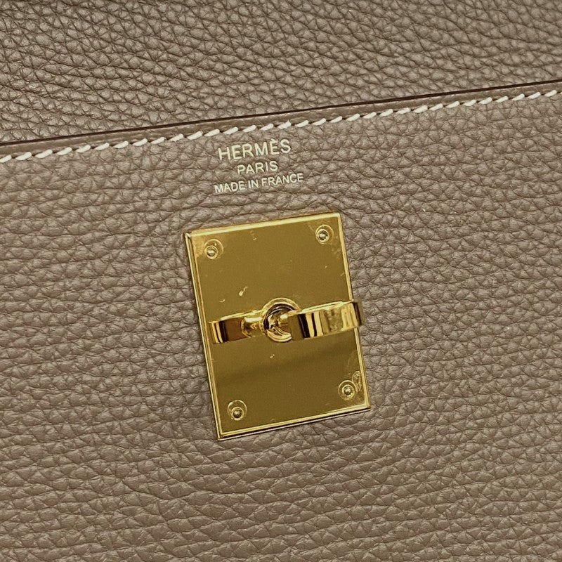 エルメス HERMES ケリー28 内縫い D刻 エトゥープ ゴールド金具 トゴ レディース ハンドバッグ ショルダーバッグ