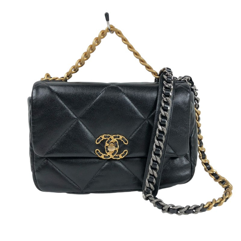 シャネル CHANEL CHANEL19 バッグ AS1160 ブラック ゴールド×シルバー金具 シャイニーラム レディース ショルダーバッグ