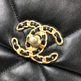 シャネル CHANEL CHANEL19 バッグ AS1160 ブラック ゴールド×シルバー金具 シャイニーラム レディース ショルダーバッグ