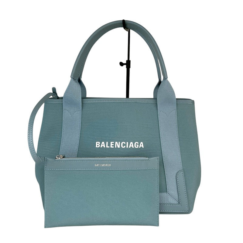 バレンシアガ BALENCIAGA ネイビーカバスS 339933 アイスブルー キャンバス レディース ハンドバッグ