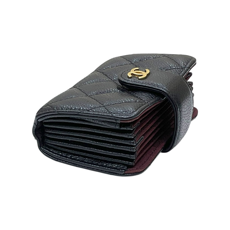 黒生地×ゴールド金具【CHANEL】カードケース シャネル CHANEL マトラッセ マルチカードケース ブラック
