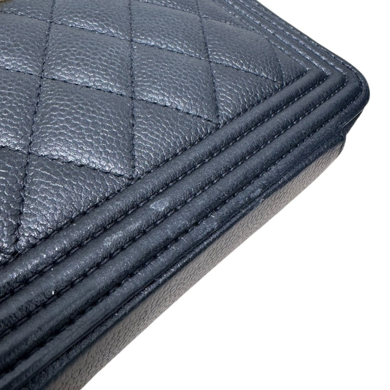 シャネル CHANEL ボーイシャネル　チェーンクラッチ ブラック キャビアスキン レディース ショルダーバッグ