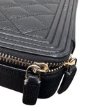 シャネル CHANEL ボーイシャネル　チェーンクラッチ ブラック キャビアスキン レディース ショルダーバッグ