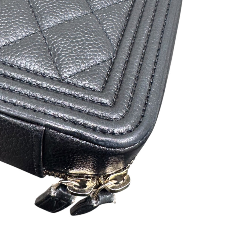 シャネル CHANEL ボーイシャネル　チェーンクラッチ ブラック キャビアスキン レディース ショルダーバッグ