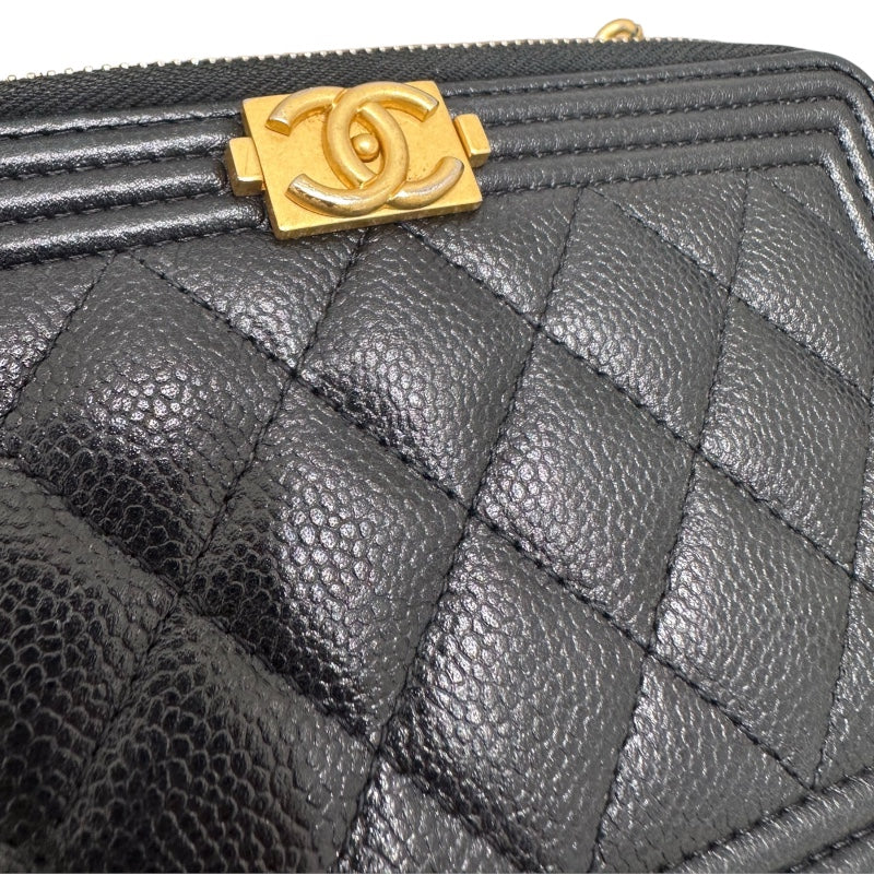 シャネル CHANEL ボーイシャネル　チェーンクラッチ ブラック キャビアスキン レディース ショルダーバッグ