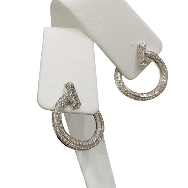 ティファニー TIFFANY＆CO Tワンオープンフープダイヤピアス ホワイトゴールド Au750 D ジュエリー
