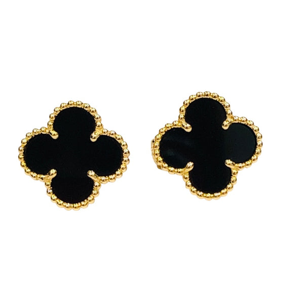 ヴァンクリーフ＆アーペル Van Cleef & Arpels ヴィンテージアルハンブラ ピアス オニキス イエローゴールド 750 ジュエリー