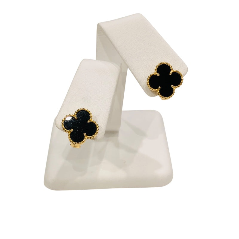ヴァンクリーフ＆アーペル Van Cleef & Arpels ヴィンテージアルハンブラ ピアス オニキス イエローゴールド 750 ジュエリー