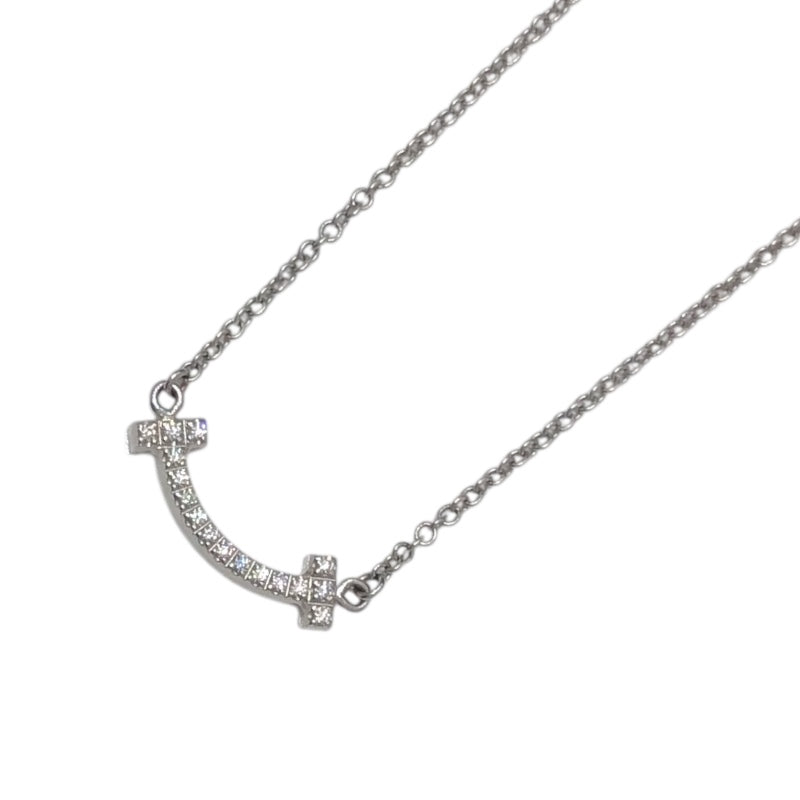 ティファニー TIFFANY＆CO Tスマイルダイヤネックレスミニ ホワイトゴールド Au750 ジュエリー