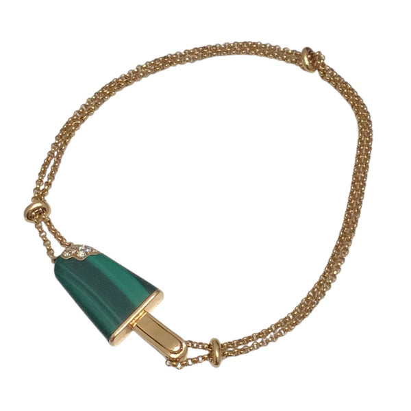 ブルガリ BVLGARI ジェラーティブレスレット ピンクゴールド Au750 マラカイト ジュエリー